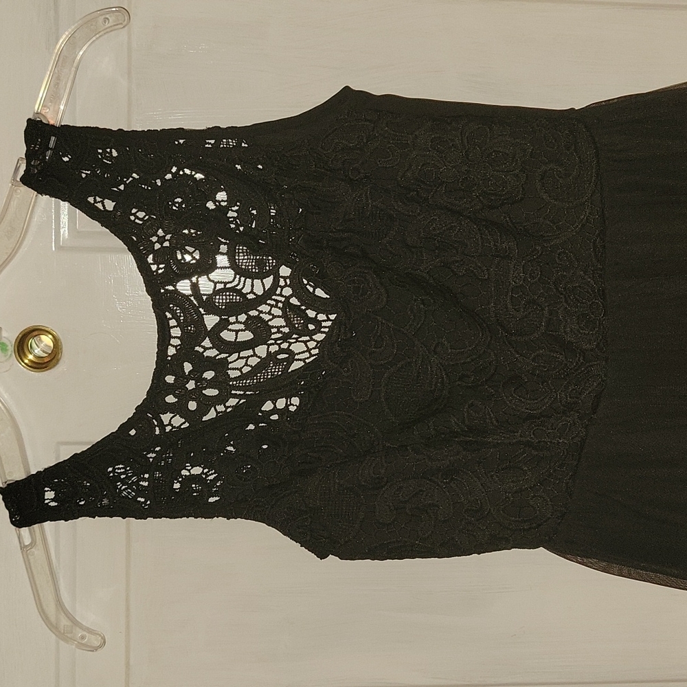 Dress, Forever 21, Size Small, Black dress, lace top with tulle bottom.